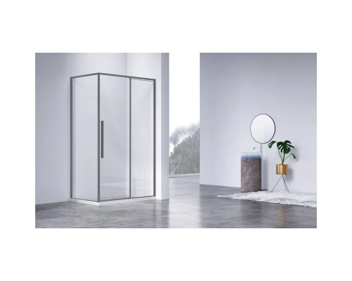 Душевой уголок Vincea Slim-N VSR-4SN9011CLGM 110x89 см, профиль вороненая сталь, стекло прозрачное