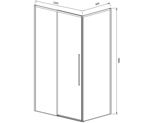 Душевой уголок Vincea Slim-N VSR-4SN9012CLGM 120x89 см, профиль вороненая сталь, стекло прозрачное