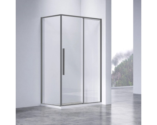 Душевой уголок Vincea Slim-N VSR-4SN8013CLGM 130x79 см, профиль вороненая сталь, стекло прозрачное