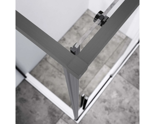 Душевой уголок Vincea Slim-N VSR-4SN8014CLGM 140x79 см, профиль вороненая сталь, стекло прозрачное
