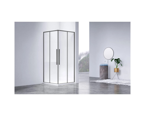 Душевой уголок Vincea Slim-N VSS-4SN900CLGM 89x89 см, профиль вороненая сталь, стекло прозрачное