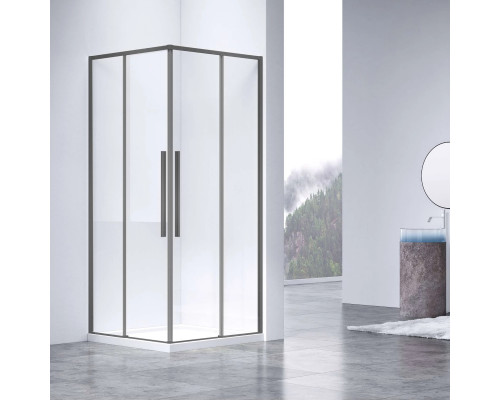 Душевой уголок Vincea Slim-N VSS-4SN8010CLGM 99x79 см, профиль вороненая сталь, стекло прозрачное
