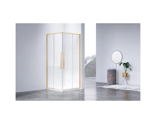 Душевой уголок Vincea Slim-N VSS-4SN9010CLG 99x89 см, профиль золотой матовый, стекло прозрачное