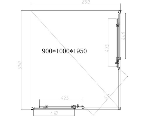 Душевой уголок Vincea Slim-N VSS-4SN9010CLGM 99x89 см, профиль вороненая сталь, стекло прозрачное