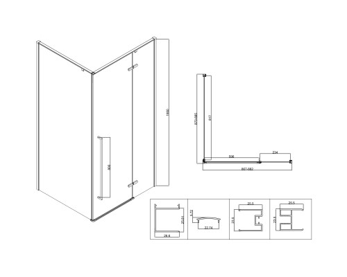 Душевой уголок Vincea Slim-N VSR-5SN9090CLB 88,2x88,5 см, профиль черный матовый, стекло прозрачное