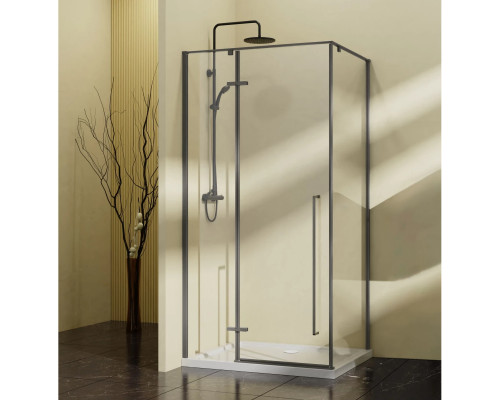 Душевой уголок Vincea Slim-N VSR-5SN9090CLGM 88,2x88,5 см, профиль вороненая сталь, стекло прозрачное