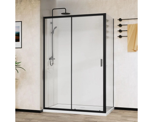 Душевой уголок Vincea City VSR-5CT9011CLB 110x90 см, профиль черный матовый, стекло прозрачное