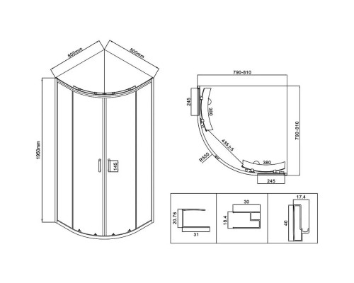 Душевой уголок Vincea City VSQ-5CT800CL 80x80 см, профиль хром, стекло прозрачное