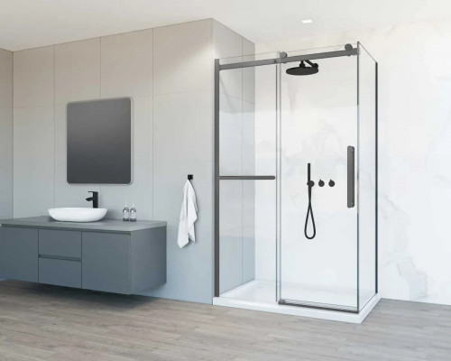 Душевой уголок Vincea Como Soft VSR-1CS9012CLGM 120x90 см, профиль вороненая сталь, стекло прозрачное