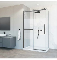 Душевой уголок Vincea Como Soft VSR-1CS1013CLGM 130x100 см, профиль вороненая сталь, стекло прозрачное