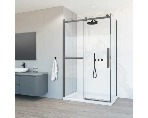 Душевой уголок Vincea Como Soft VSR-1CS1013CLGM 130x100 см, профиль вороненая сталь, стекло прозрачное