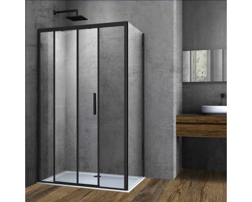 Душевой уголок Vincea Soft VSR-3SO9013CLB 130x90 см, профиль черный матовый, стекло прозрачное