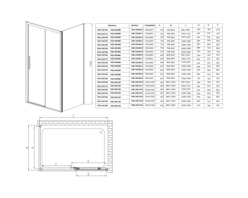 Душевой уголок Vincea Soft VSR-3SO9015CLGM 150x90 см, профиль вороненая сталь, стекло прозрачное