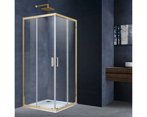 Душевой уголок Vincea Alpha VSS-3AL900CLG 90x90 см, профиль золотой матовый, стекло прозрачное