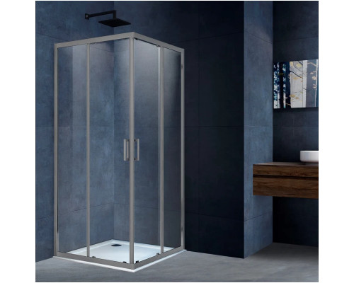 Душевой уголок Vincea Alpha VSS-3AL100CLGM 100x100 см, профиль вороненая сталь, стекло прозрачное