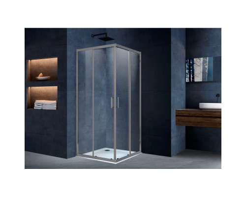 Душевой уголок Vincea Alpha VSS-3AL100CLGM 100x100 см, профиль вороненая сталь, стекло прозрачное