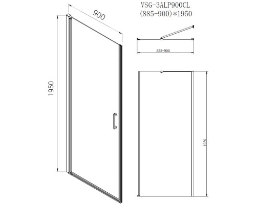 Душевой уголок Vincea Alpha VSR-3ALP9090MT 90x90 см, профиль хром, стекло текстурное