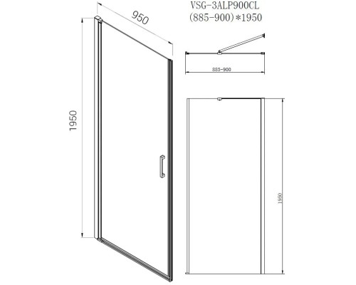 Душевой уголок Vincea Alpha VSR-3ALP9095MT 95x90 см, профиль хром, стекло текстурное