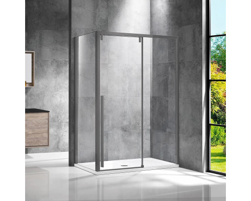 Душевой уголок Vincea Lugano VSR-1L9013CLGM-1 130x90 см, профиль вороненая сталь, стекло прозрачное