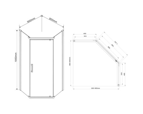 Душевой уголок Vincea Stresa VSP-1S900CLG 90x90 см, профиль золотой матовый, стекло прозрачное