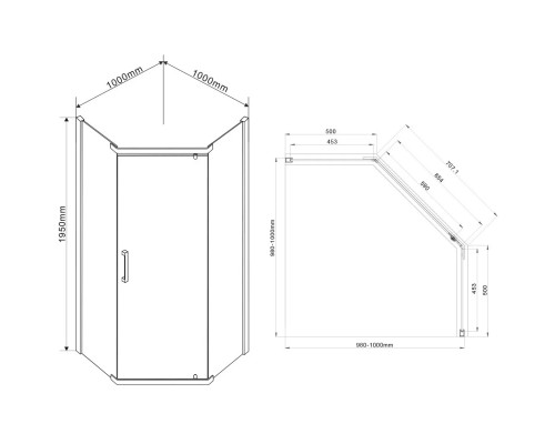 Душевой уголок Vincea Stresa VSP-1S100CLG 100x100 см, профиль золотой матовый, стекло прозрачное