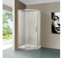 Душевой уголок Vincea Stresa VSP-1S100CLG 100x100 см, профиль золотой матовый, стекло прозрачное