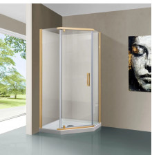 Душевой уголок Vincea Stresa VSP-1S100CLG 100x100 см, профиль золотой матовый, стекло прозрачное