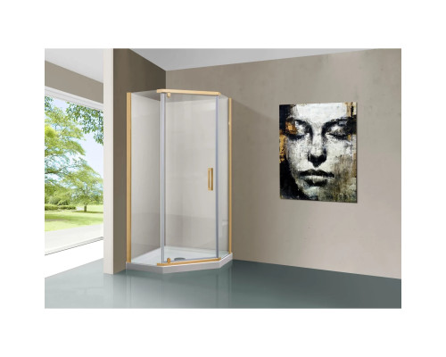 Душевой уголок Vincea Stresa VSP-1S100CLG 100x100 см, профиль золотой матовый, стекло прозрачное