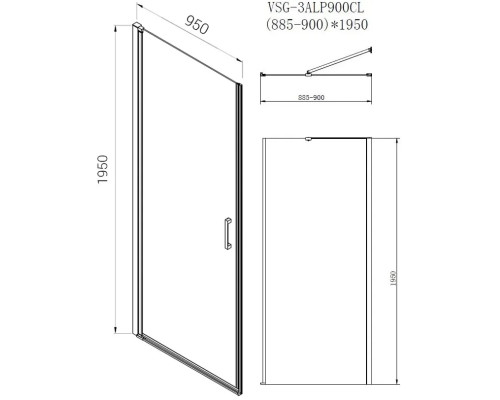 Душевой уголок Vincea Alpha VSR-3ALP9095CL 95x90 см, профиль хром, стекло прозрачное