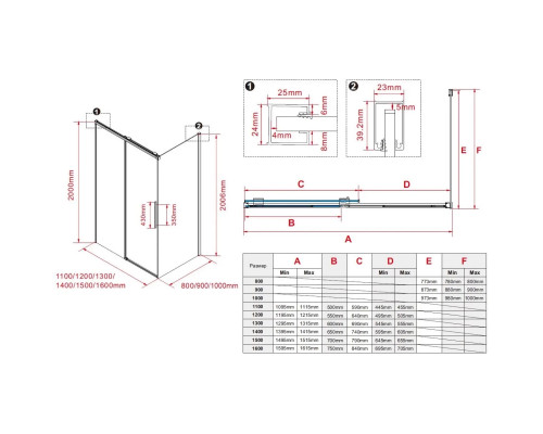 Душевой уголок Vincea Stella VSR-1ST8011CLB 110x80 см, профиль черный матовый, стекло прозрачное