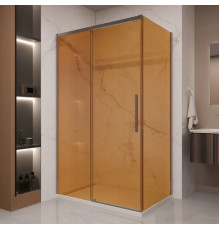 Душевой уголок Vincea Stella VSR-1ST9012GSGM 120x90 см, профиль вороненая сталь, стекло янтарное