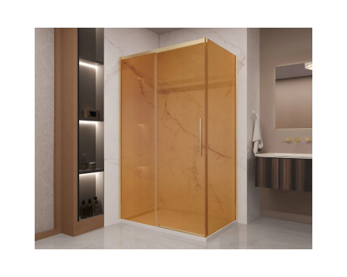 Душевой уголок Vincea Stella VSR-1ST9012GSG 120x90 см, профиль золотой матовый, стекло янтарное