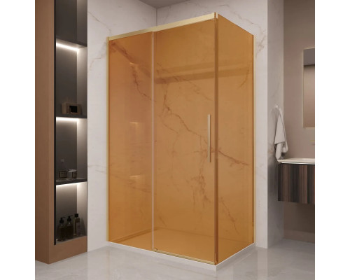 Душевой уголок Vincea Stella VSR-1ST9012GSG 120x90 см, профиль золотой матовый, стекло янтарное