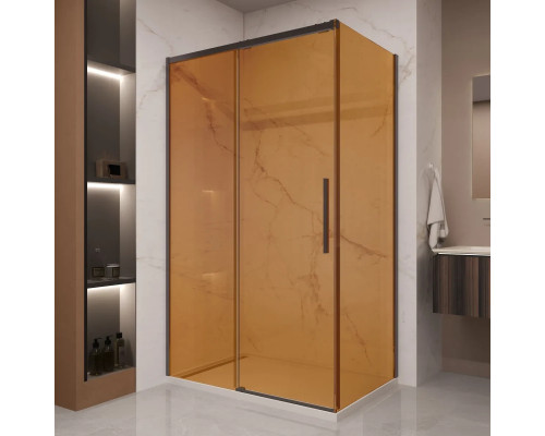 Душевой уголок Vincea Stella VSR-1ST9012GSB 120x90 см, профиль черный матовый, стекло янтарное