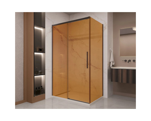 Душевой уголок Vincea Stella VSR-1ST9012GSB 120x90 см, профиль черный матовый, стекло янтарное