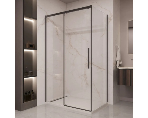 Душевой уголок Vincea Stella VSR-1ST1013CLB 130x100 см, профиль черный матовый, стекло прозрачное