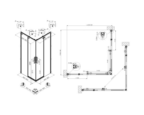 Душевой уголок Vincea Ultima VSS-7UL9090CL 90x90 см, профиль хром, стекло прозрачное