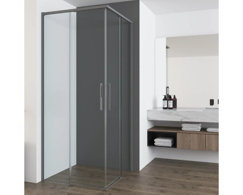 Душевой уголок Vincea Ultima VSS-7UL8080CLGM 80x80 см, профиль вороненая сталь, стекло прозрачное