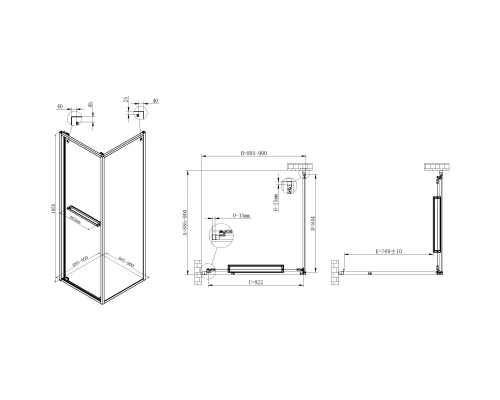 Душевой уголок Vincea Tesi VSRW-7TS9090CL 90x90 см, профиль хром, стекло прозрачное
