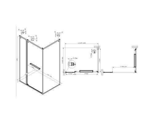 Душевой уголок Vincea Tesi VSRW-7TS9012CL 120x90 см, профиль хром, стекло прозрачное