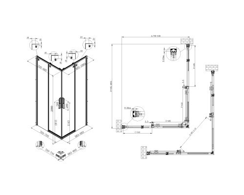 Душевой уголок Vincea Ultima VSS-7UL8010CLGM 100x80 см, профиль вороненая сталь, стекло прозрачное