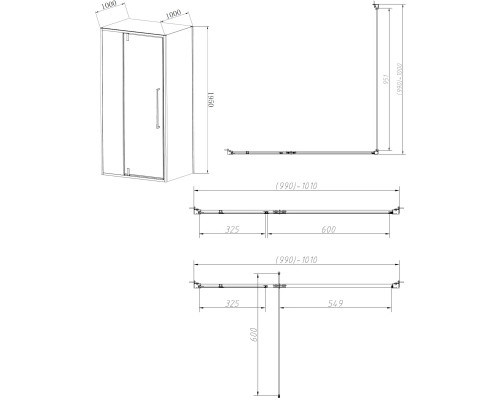 Душевой уголок Vincea Slim-N VSR-4SNP1010CLB 100x100 см, профиль черный матовый, стекло прозрачное