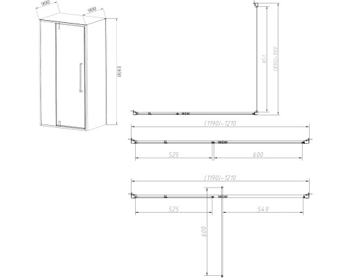 Душевой уголок Vincea Slim-N VSR-4SNP9012CL 120x90 см, профиль хром, стекло прозрачное