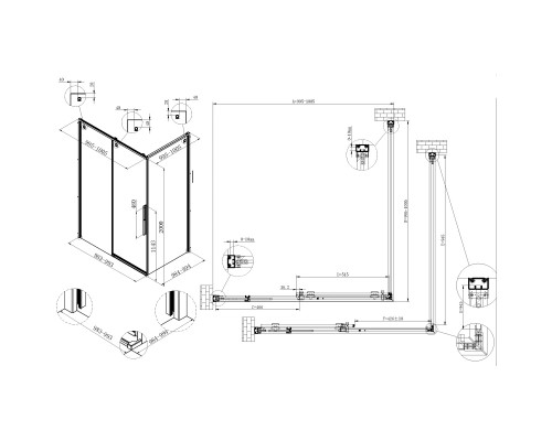 Душевой уголок Vincea Ultima VSR-7UL1010CL 100x100 см, профиль хром, стекло прозрачное