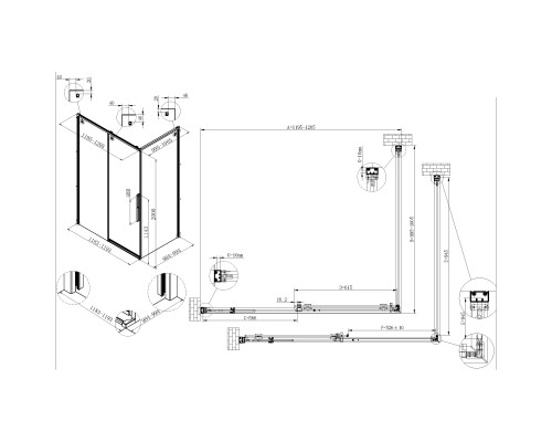 Душевой уголок Vincea Ultima VSR-7UL9012CLGM 120x90 см, профиль вороненая сталь, стекло прозрачное