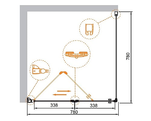 Купить Душевой уголок Cezares Elena 80x80 см прозрачное стекло ELENA-W-AS-1-80-C-Cr в магазине сантехники Santeh-Crystal.ru