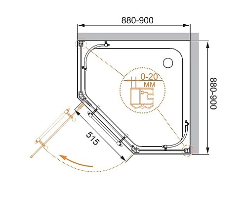 Купить Душевой уголок Cezares Retro 90x90 см прозрачное c матовым узором RETRO-A-P-1-90-CP-Br-R в магазине сантехники Santeh-Crystal.ru