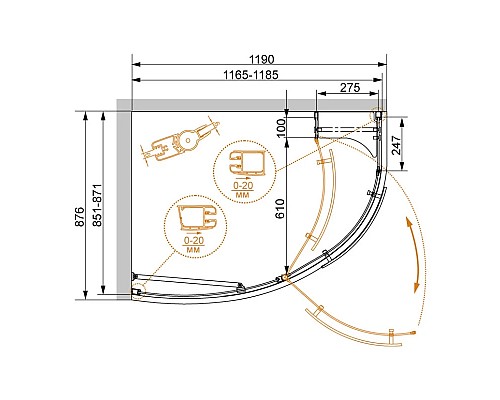 Заказать Душевой уголок Cezares Elena 120x90 см текстурное стекло ELENA-W-RH-1-120/90-P-Cr-L в магазине сантехники Santeh-Crystal.ru