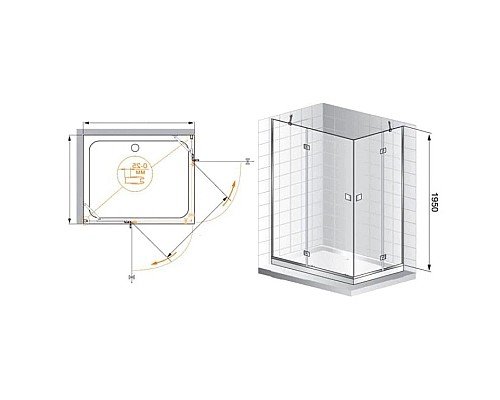 Заказать Душевой уголок Cezares Verona 100x90 см прозрачное стекло VERONA-W-AH-2-100/90-C-Cr в магазине сантехники Santeh-Crystal.ru