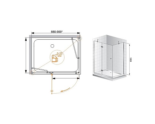 Приобрести Душевой уголок Cezares Verona 90x100 см текстурное стекло VERONA-W-AH-1-90/100-P-Cr-R в магазине сантехники Santeh-Crystal.ru